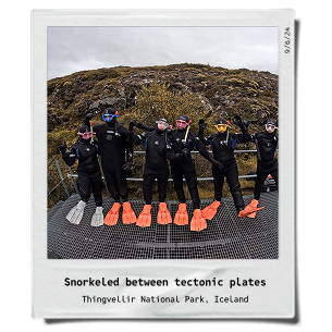 A group preparing to snorkel in the Silfra Fissure